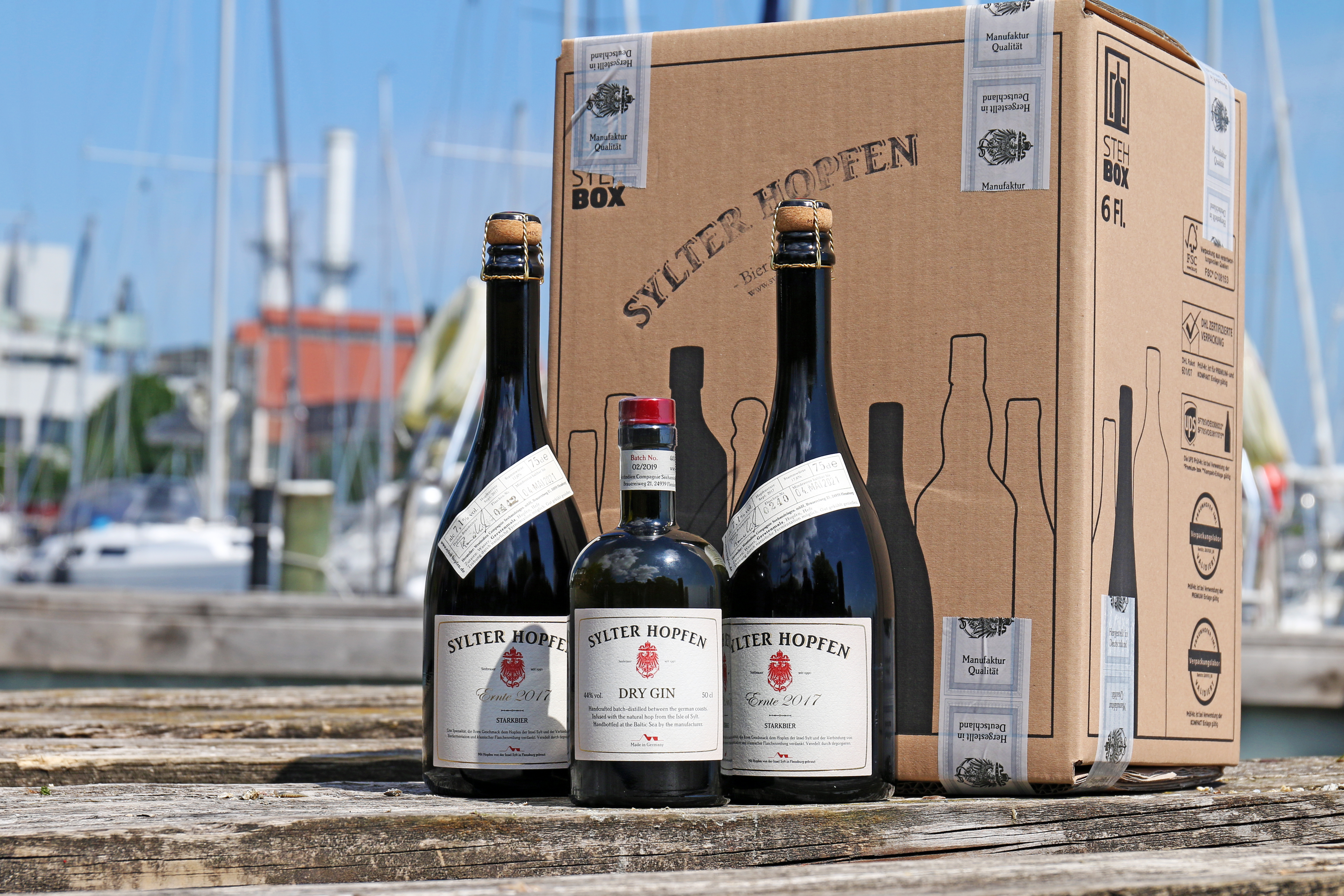 "Nordsee-Paket" 2 Flaschen Sylter Hopfen und 1 Flasche Gin